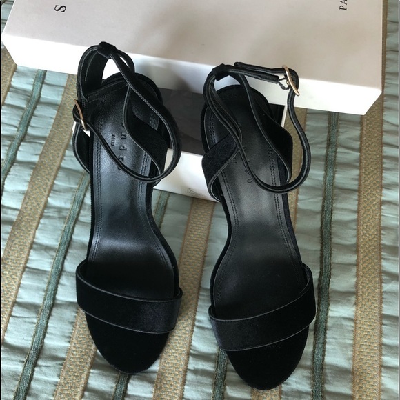 Black Sandro Women’s Adrianne Velvet Sandals - Picture 4 of 14
